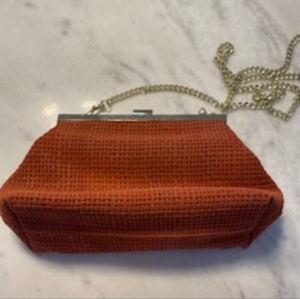 Rust Colored Leather Clutch/Crossbody/Shoulder Bag and Made in Italy